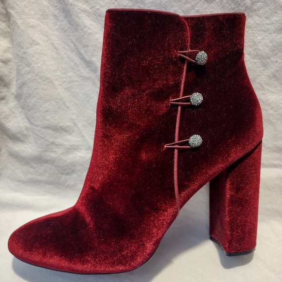 🌎 Nina || Inamae Merlot Velvet 4" Heel Booties - Picture 2 of 9